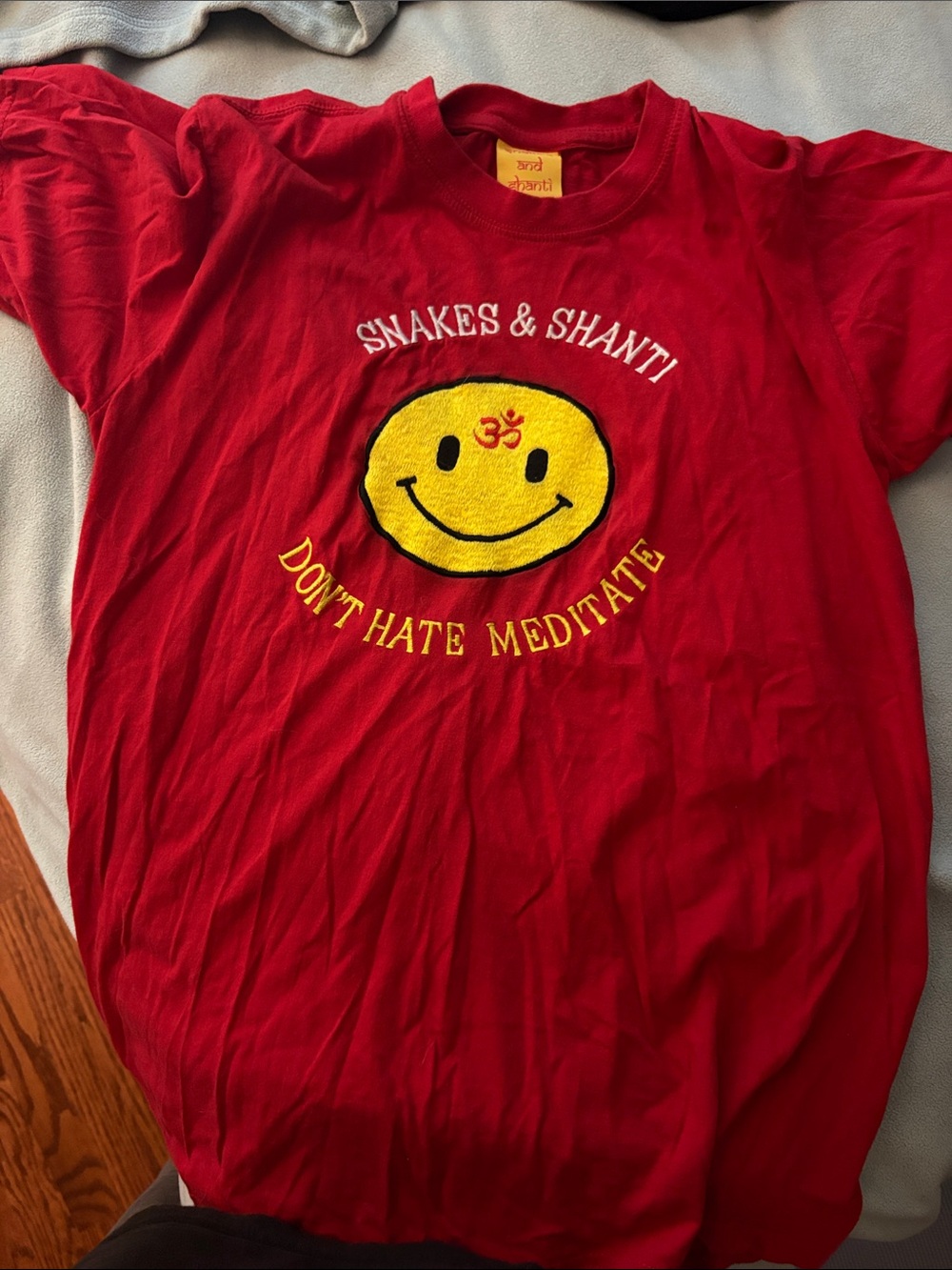 Snakes & Shanti Red Smiley Graphic Tee